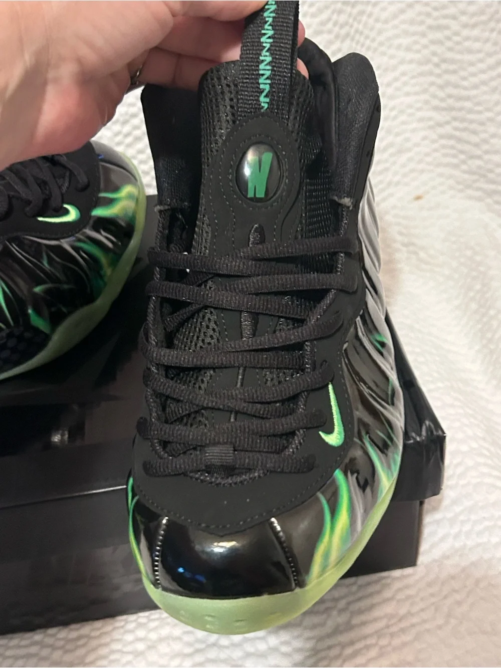 & Other Stories Black Athletic Shoes with Neon Green Flame Accents